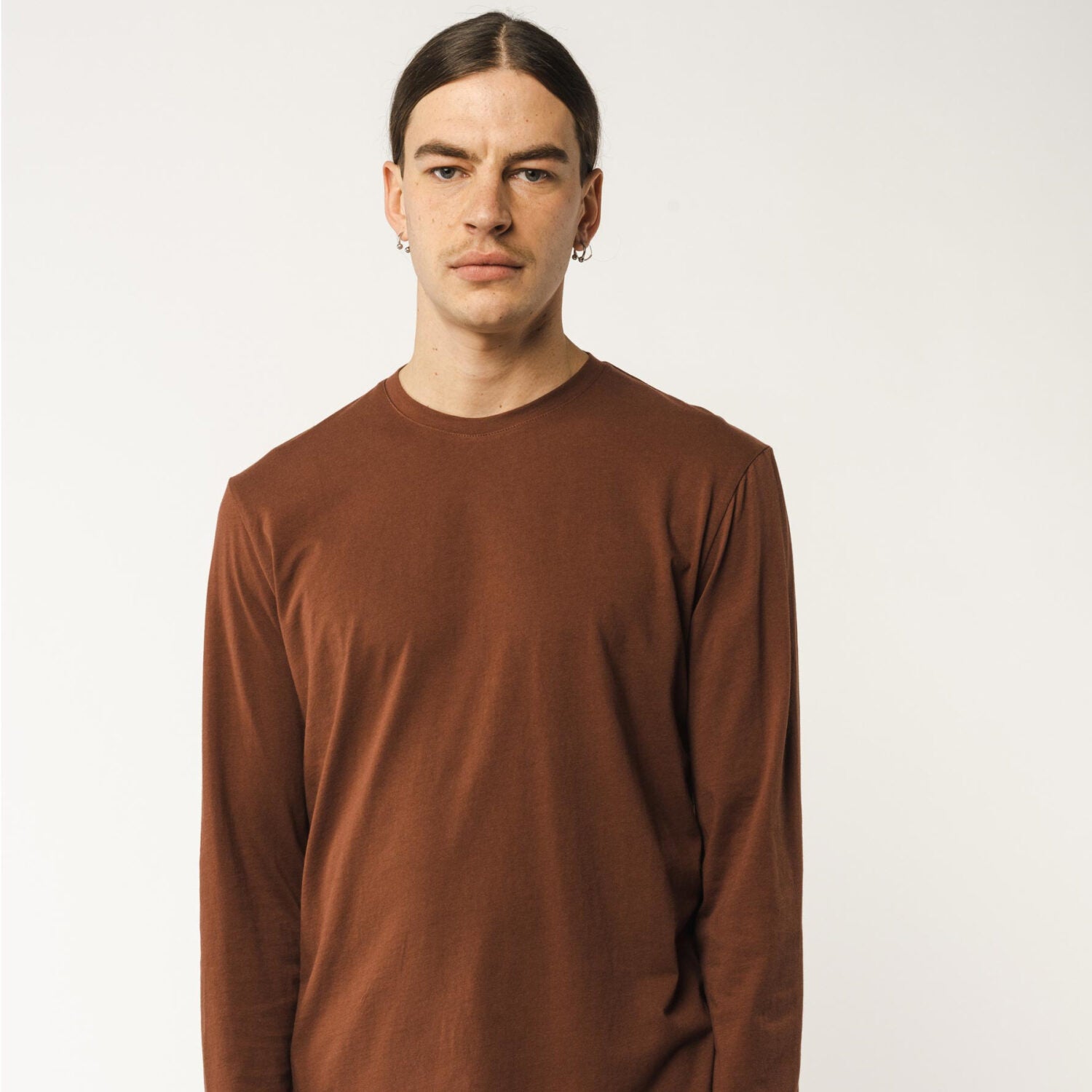 MELA Herren Basic Langarmshirt "JERIN" - mahagoni