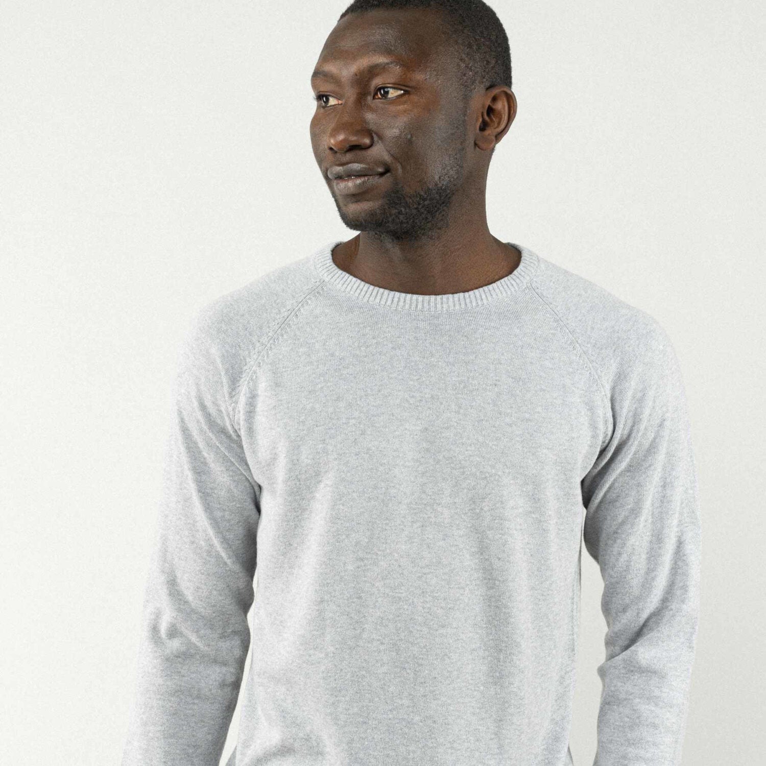 MELA Herren Strickpullover BASIC - grau-melange_1