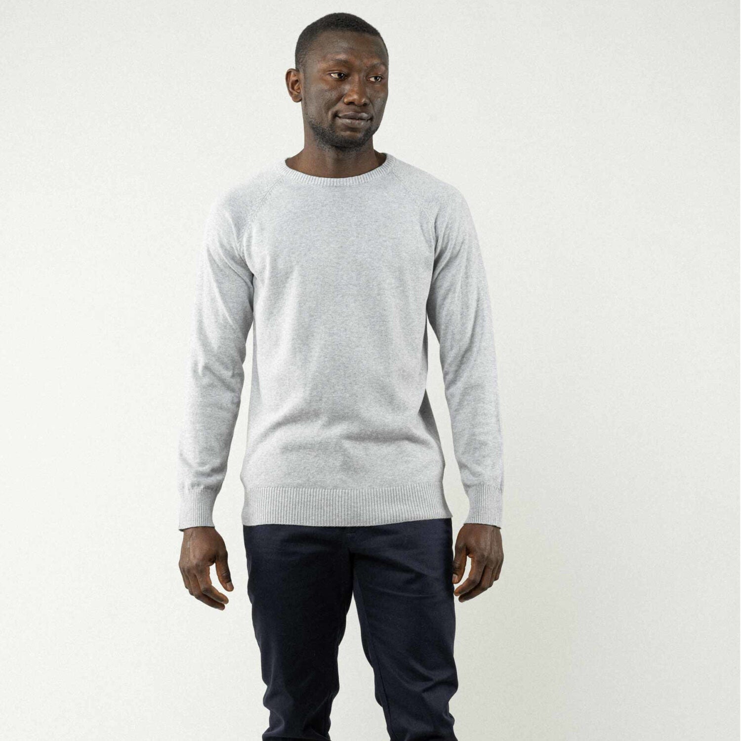 MELA Herren Strickpullover BASIC - grau-melange_4