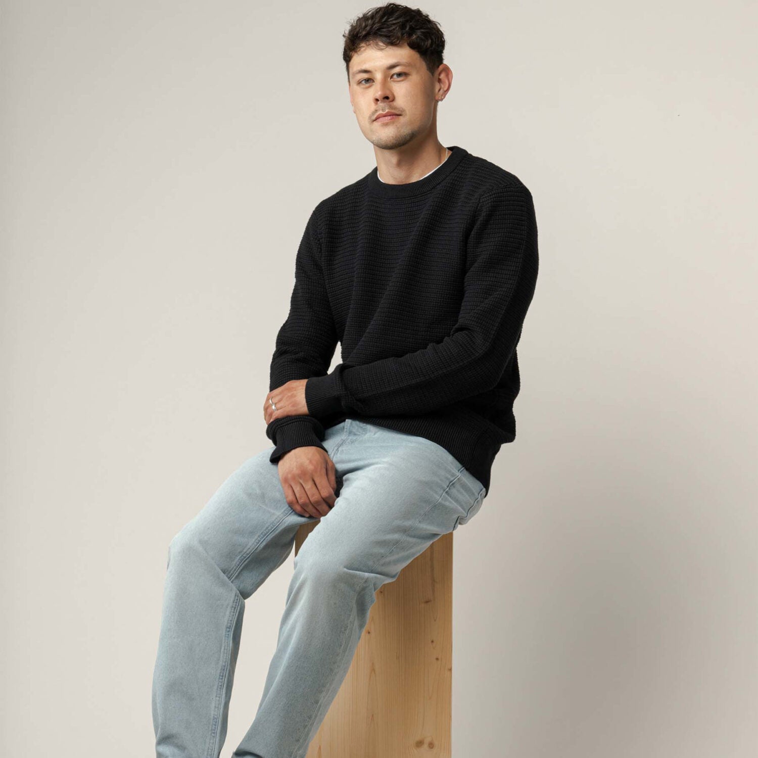 MELA Herren Strickpullover "MAGESH" - schwarz