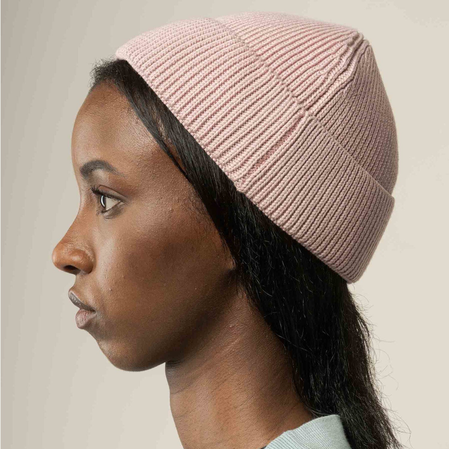 MELA Unisex Kurze Rippstrick Mütze RAFI - rose_2