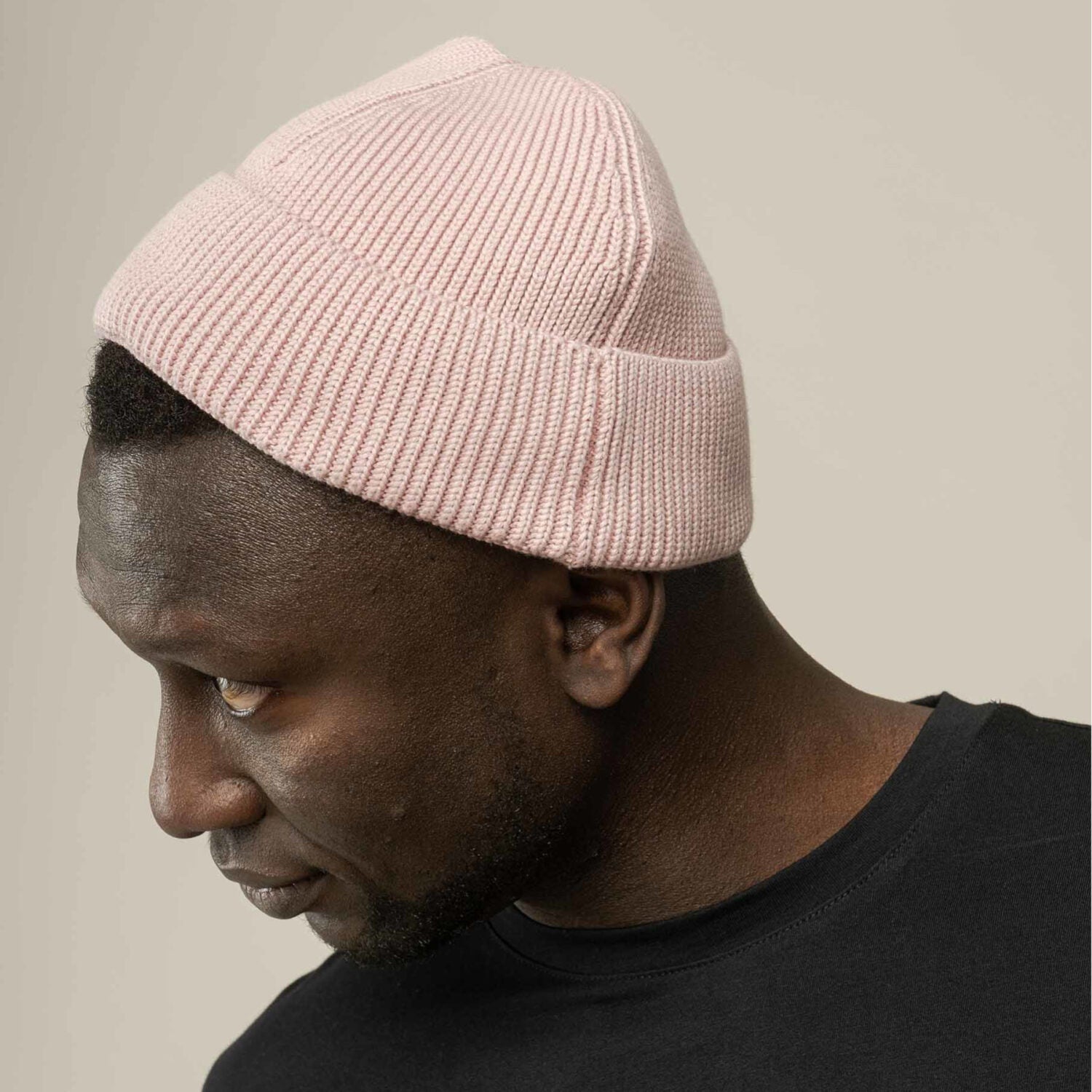 MELA Unisex Kurze Rippstrick Mütze RAFI - rose_3