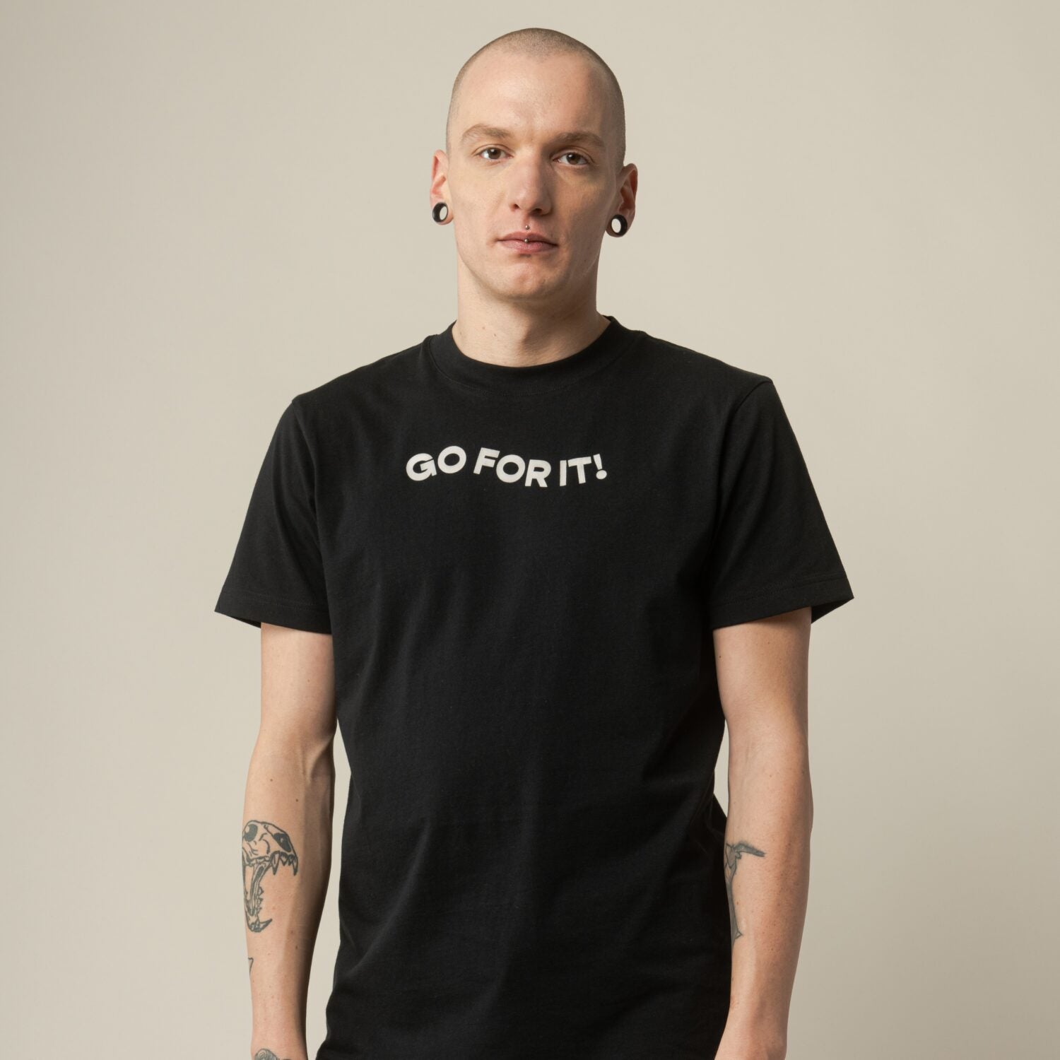 MELA Herren T-Shirt "AVAN" GO FOR IT! - schwarz-druck cream