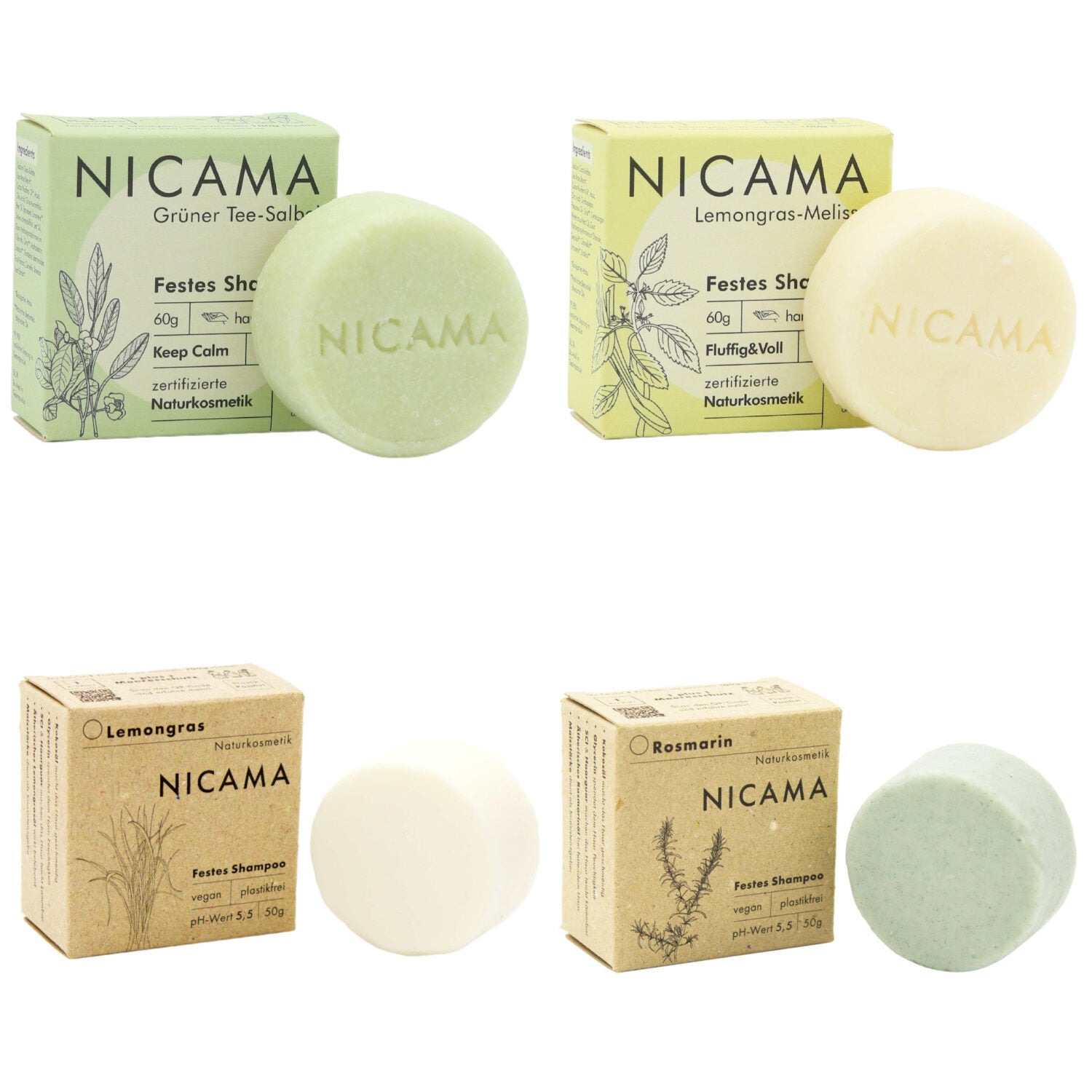 NICAMA Festes Shampoo 50 - 60 g - verschiedene Sorten