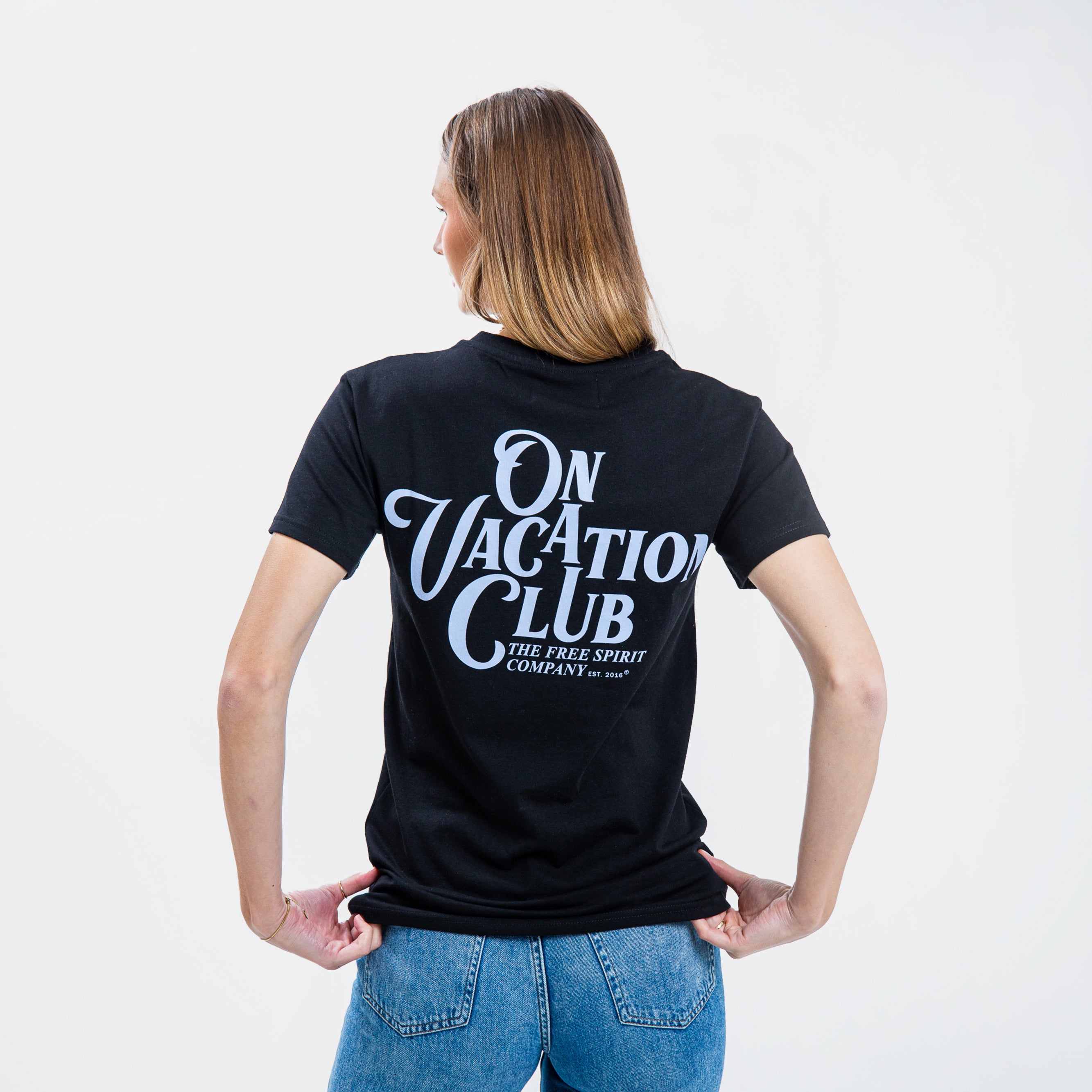 On Vacation Ladies T-Shirt "Calligraphy" - Black