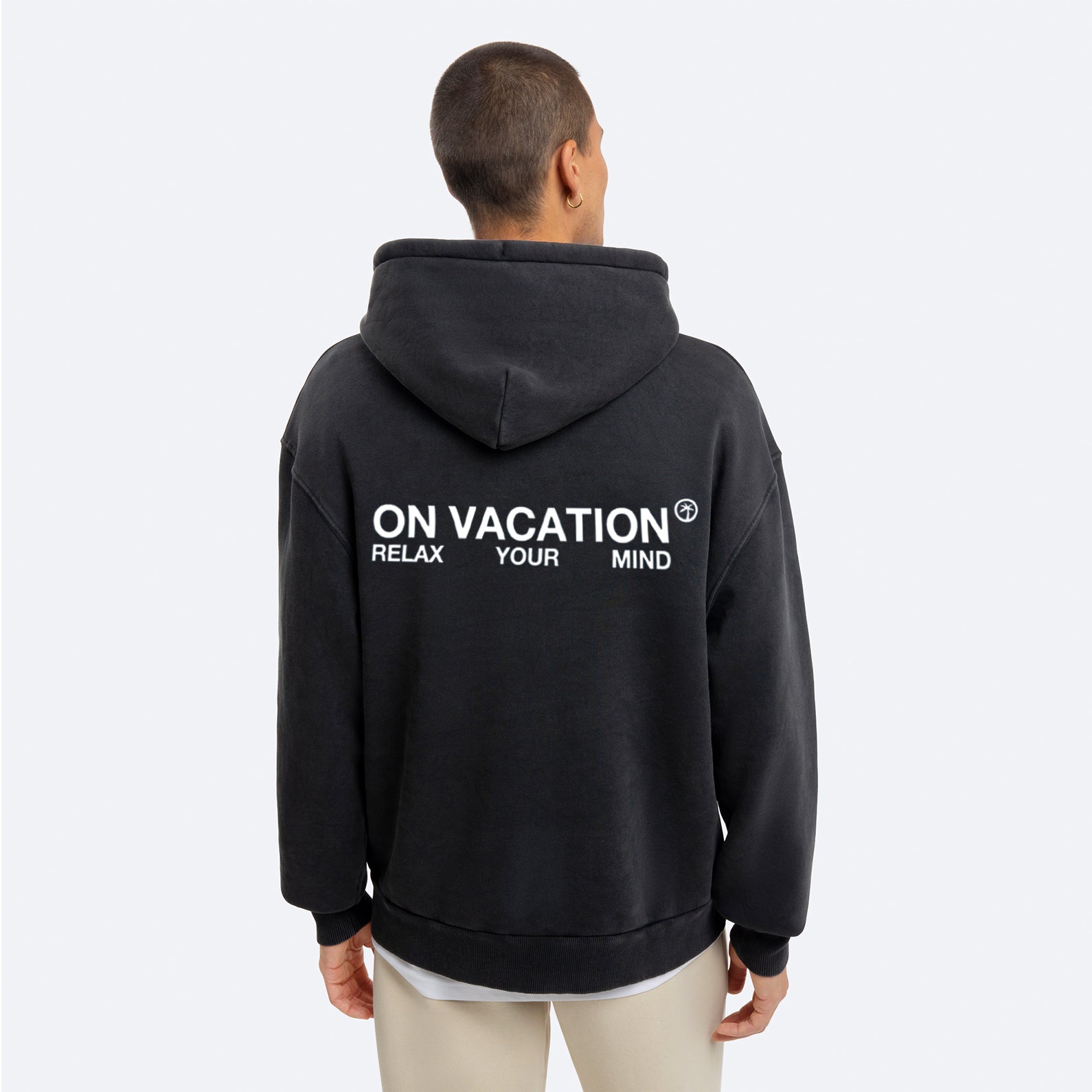 On Vacation Unisex Hoodie "Central Carrier" - Washed Black