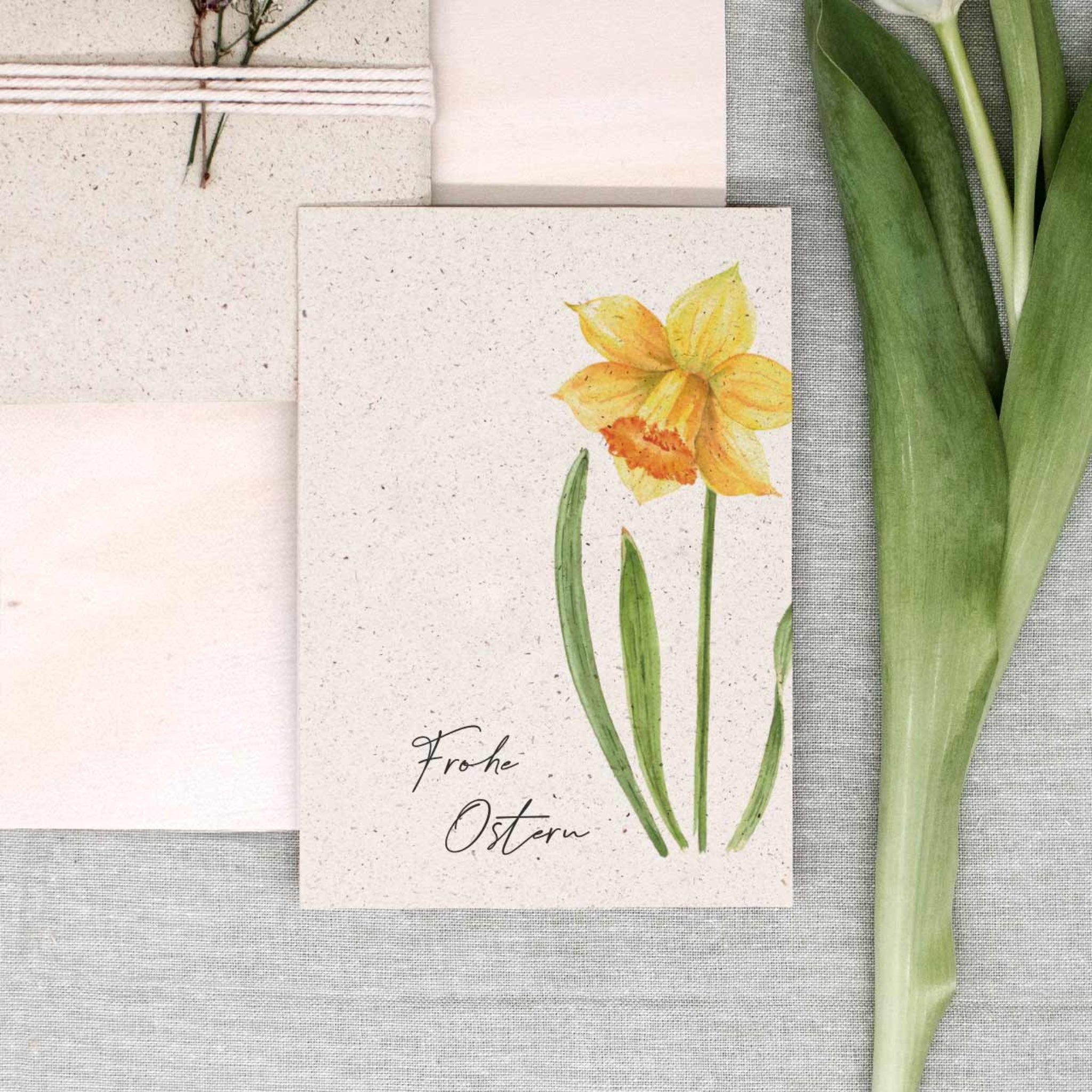Creapaper Klappkarten aus Graspapier mit Umschlag Ostern Glockenblume