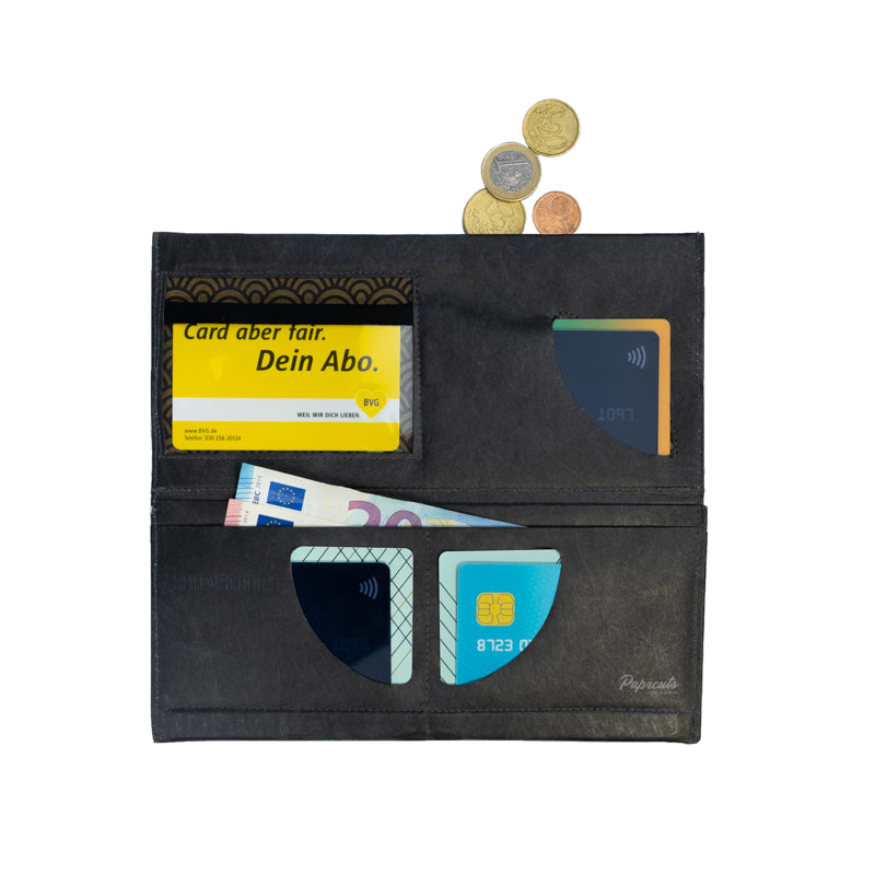 Paprcuts_Clutch_Wallet_JustBlackGold_open_front