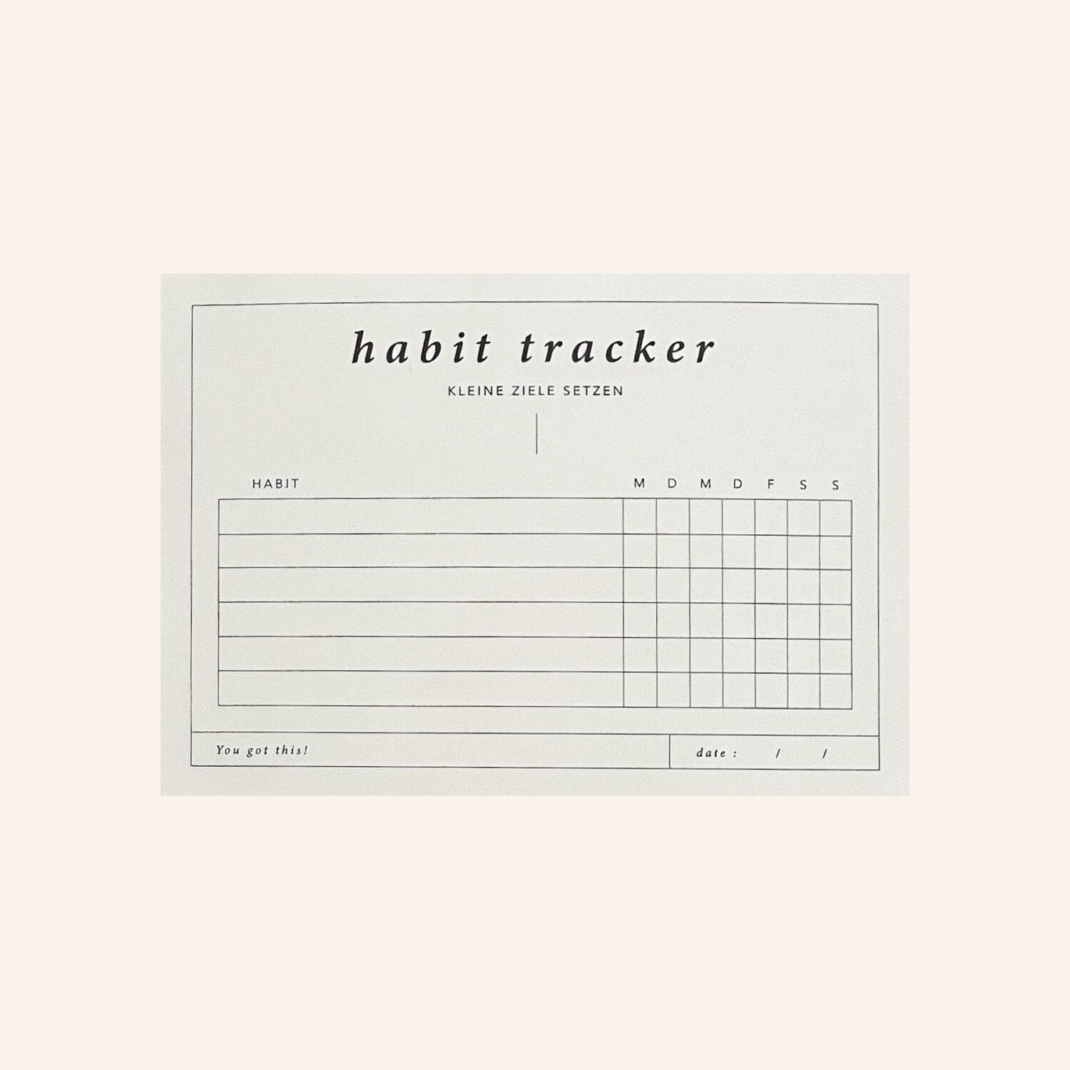 Projekt Stil Notizblöcke (A6) habit tracker