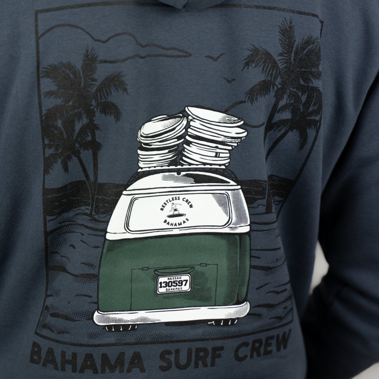 Restless Crew Unisex Hoodie BAHAMAS Indian Ink - Grey_06