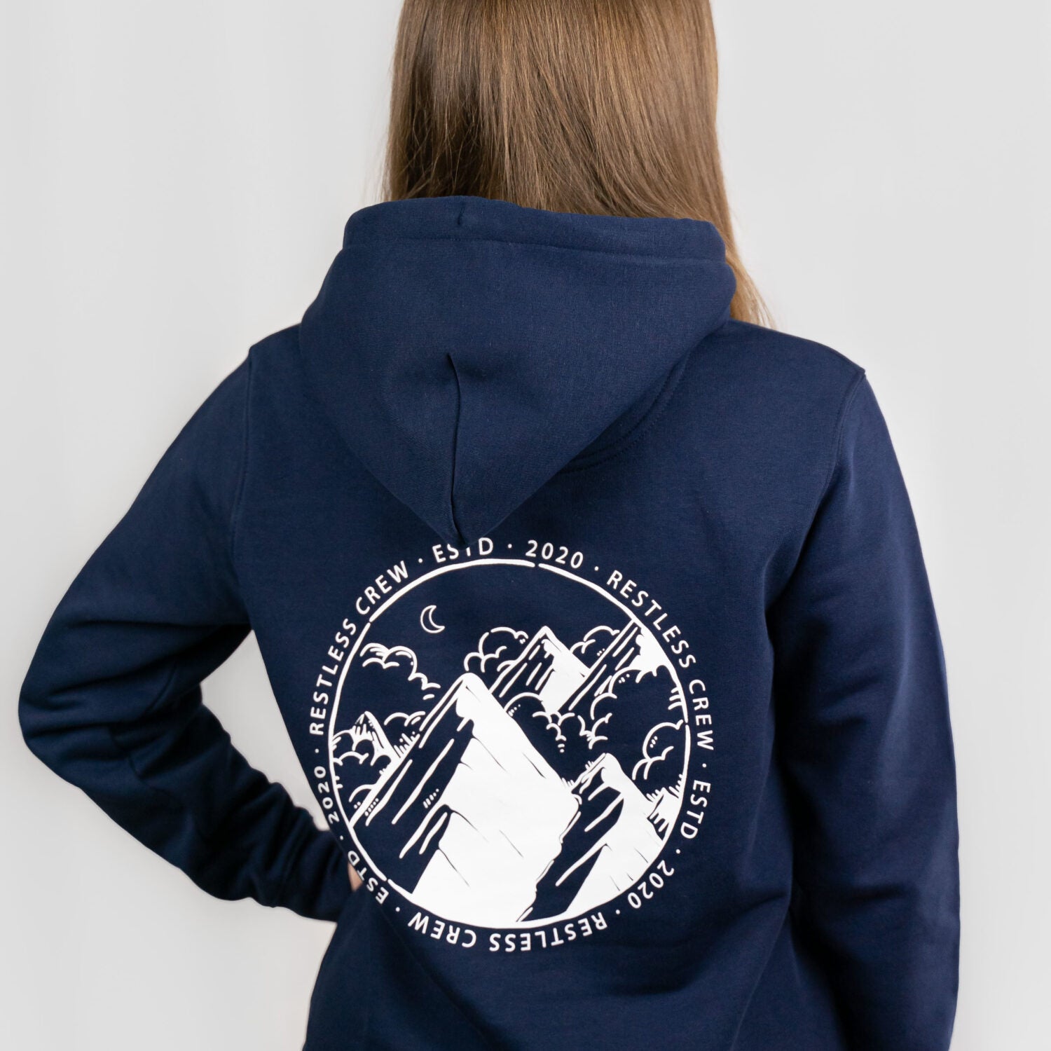 Restless Crew Unisex Hoodie MOUNTAINS - French Navy_1.3