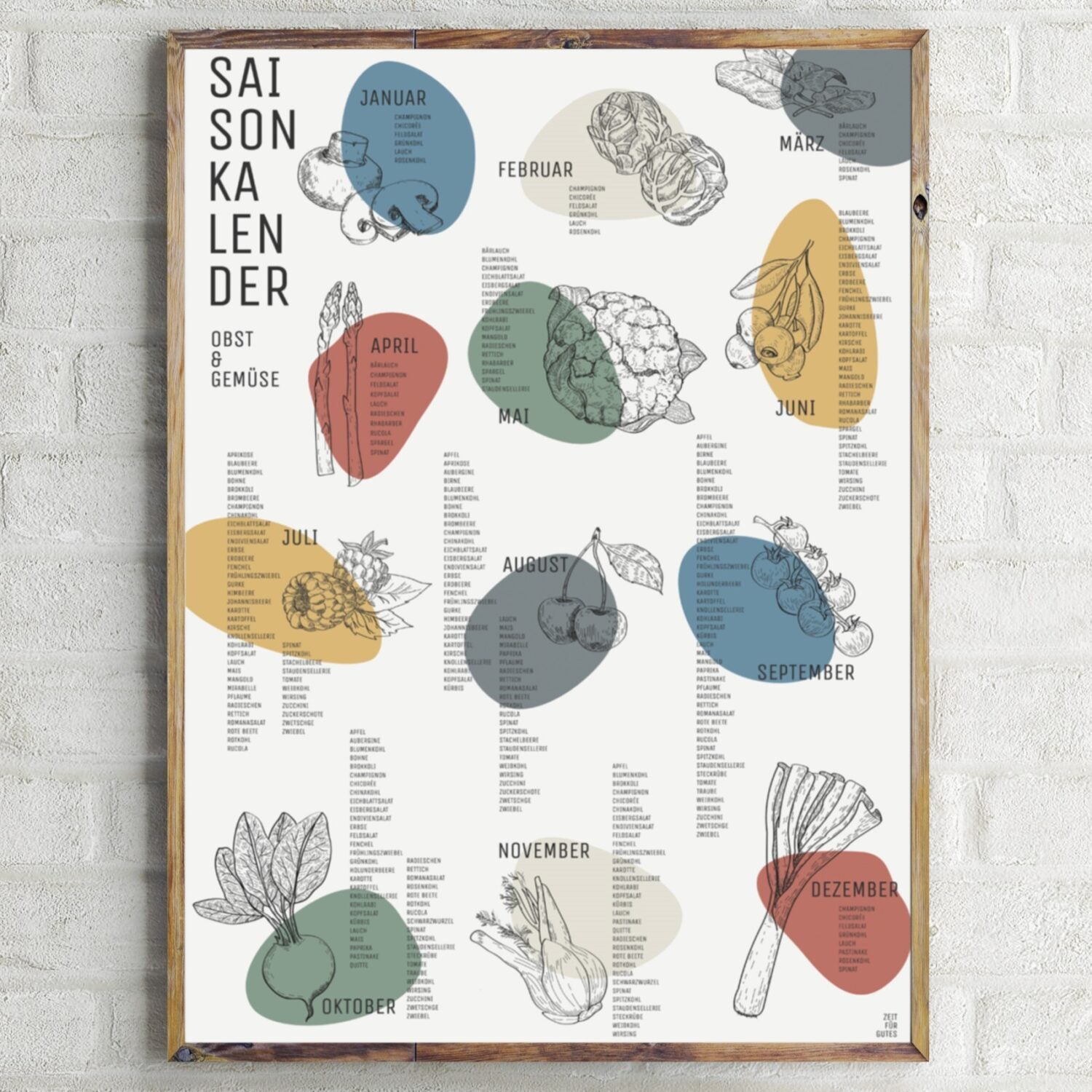 Zeit für Gutes DIN A2 Poster Saisonkalender für Obst, Gemüse & Salat