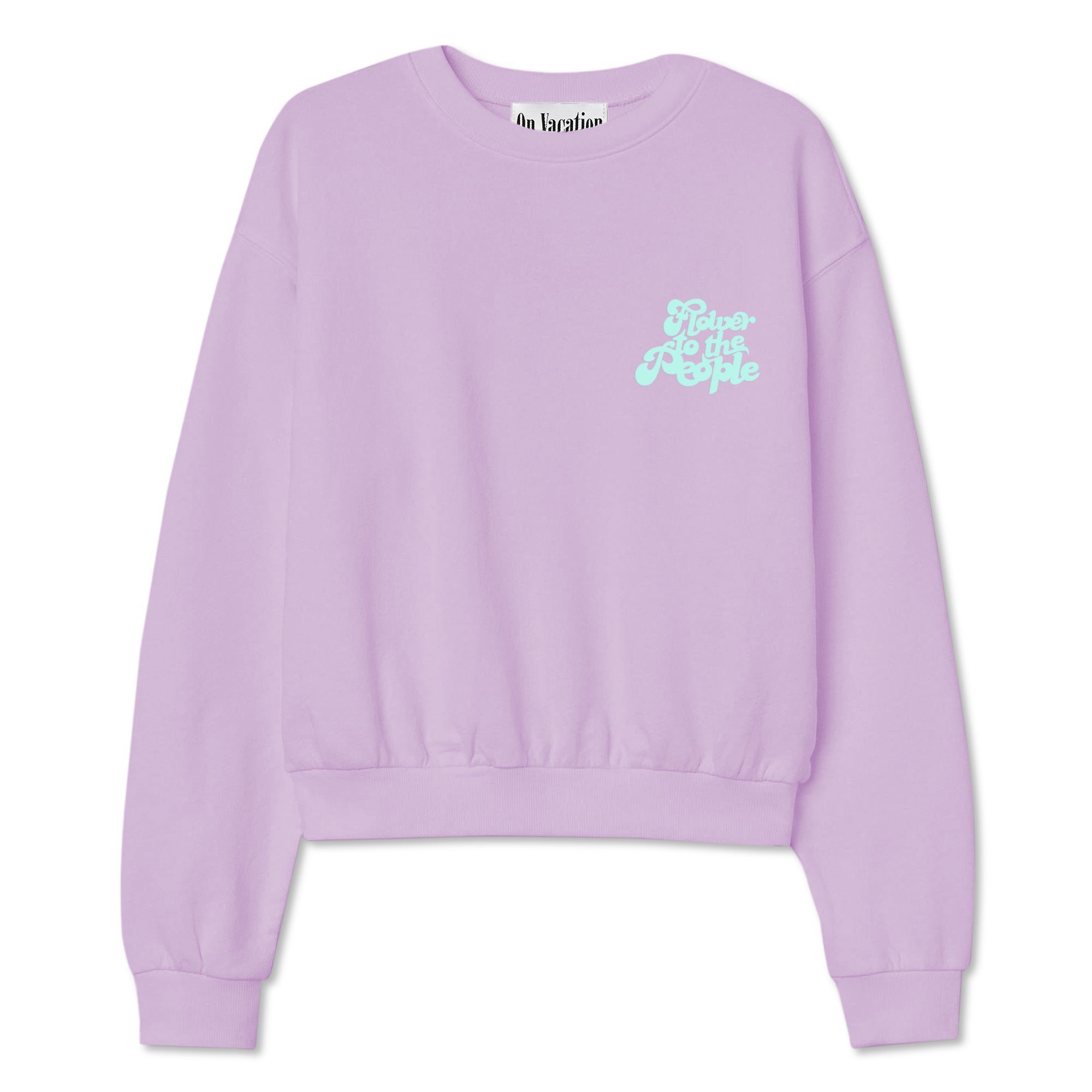 On Vacation Ladies Cropped Sweater "Flower" - Light Purple