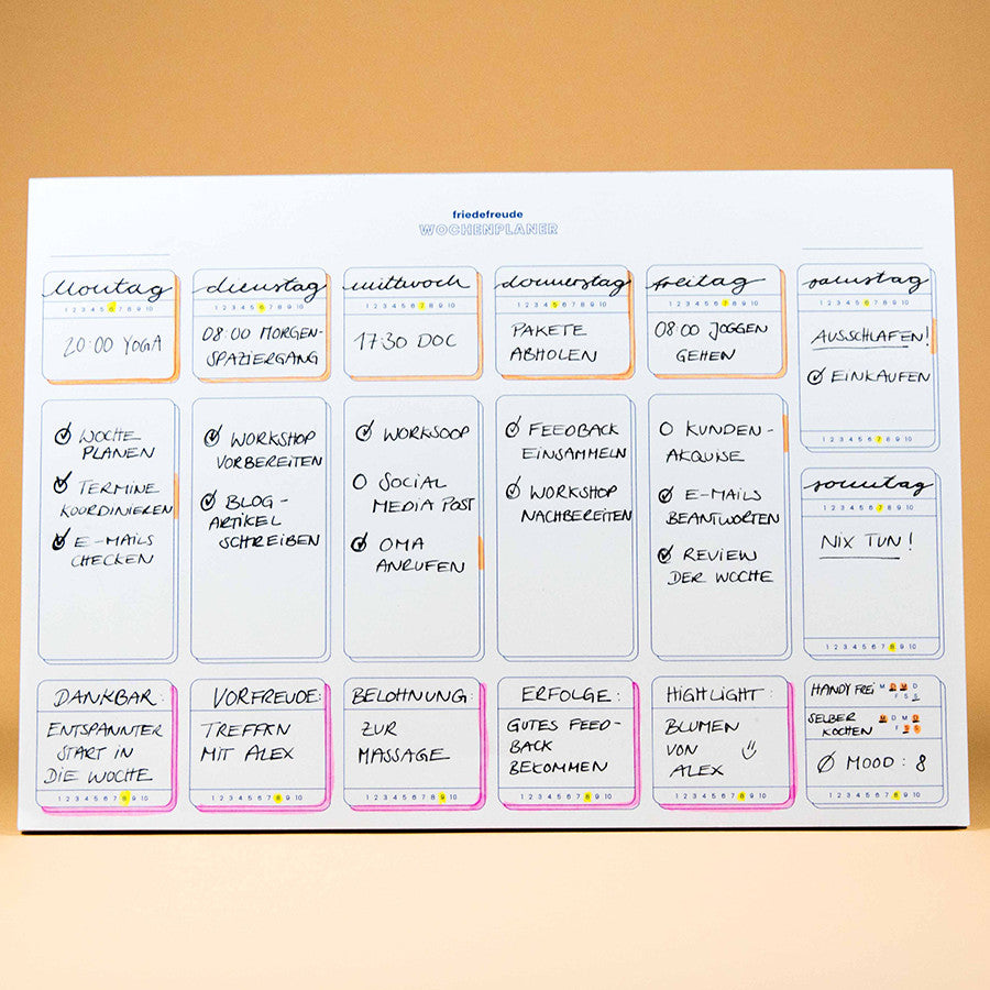 friedefreude DIY "WOCHENPLANER" Block A4