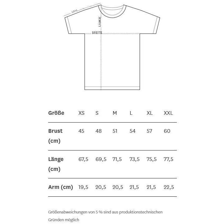 hey soho T-Shirt Game Changer Größentabelle