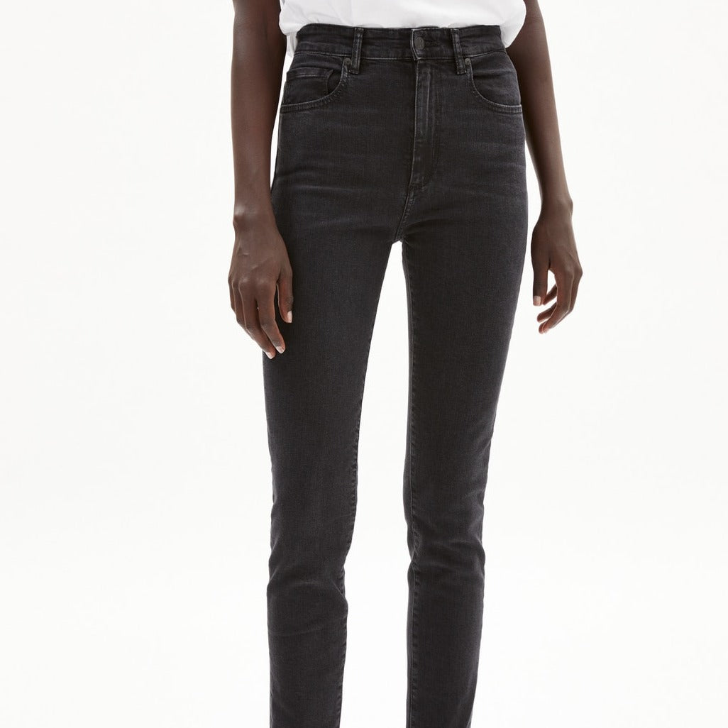 ARMEDANGELS Damen Skinny Fit High Waist "INGAA" - washed down black