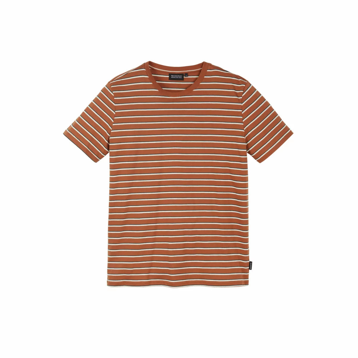 recolution-herren-t-shirt-cacao-stripes-ocker