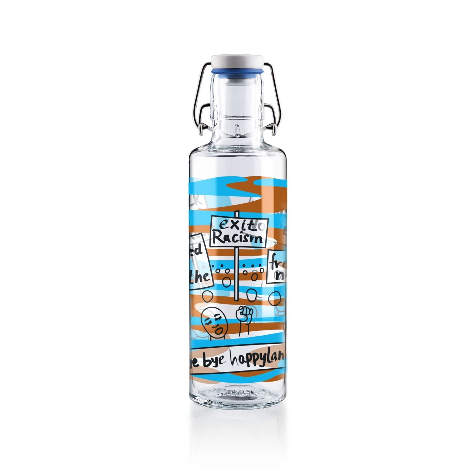 soulbottles 0,6l Glastrinkflasche Bye bye Happyland