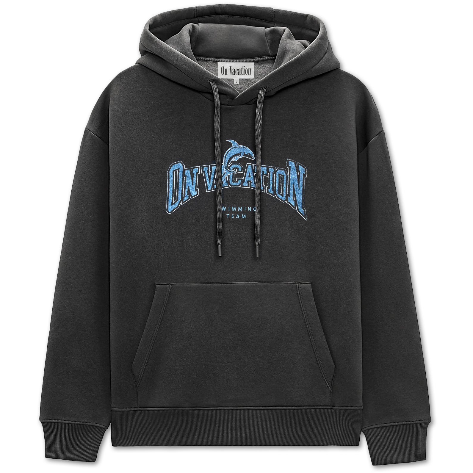 On Vacation Unisex Hoodie "Dolphin League" - Washed Black