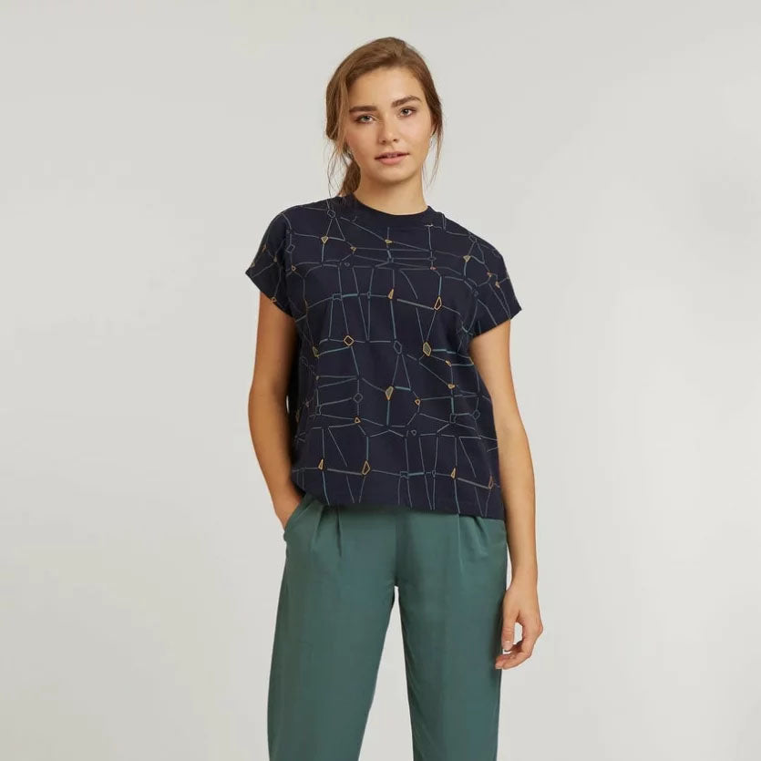 ThokkThokk Damen Boxy T-Shirt "Framework" - Dark Navy
